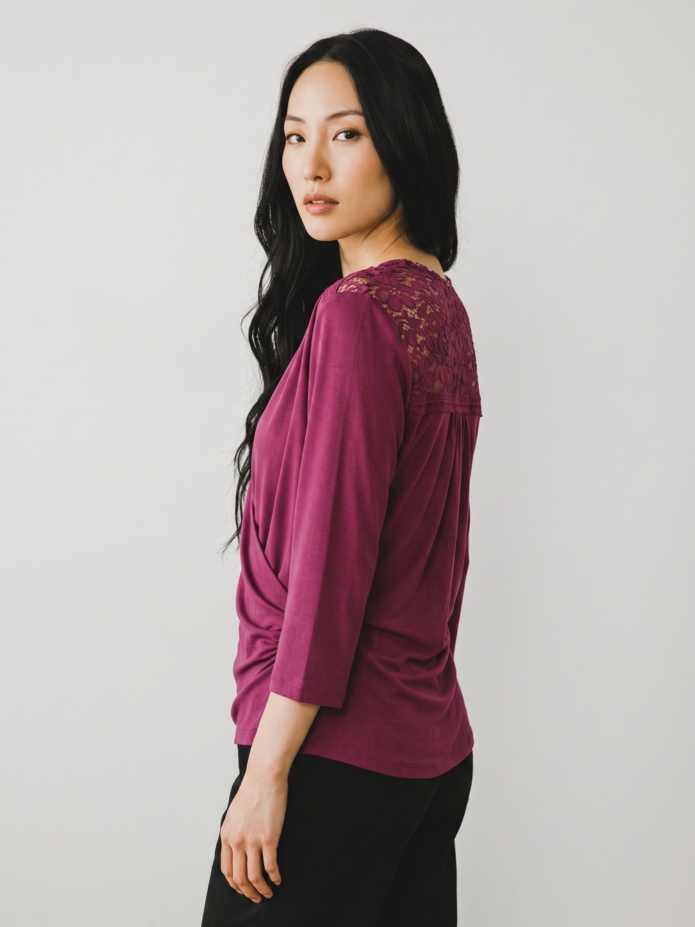Maeve Anthropologie Eggplant Purple Drape Front Blouse Top M
